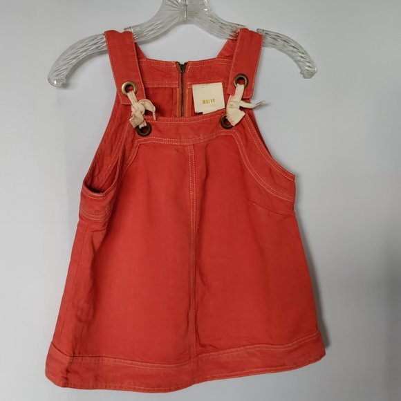 Anthropologie Tops - Anthropologie Maeve Overalls Tank Top Size 2 Women Coral Linen Bib